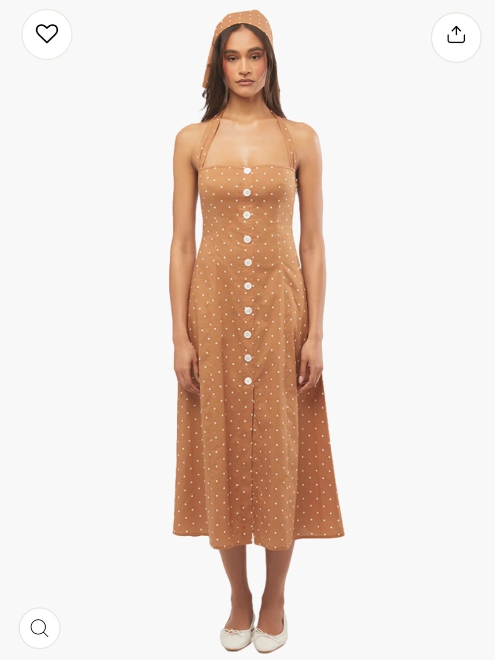 WeWoreWhat biscotti micro Polka Dot Halter Midi Dress
